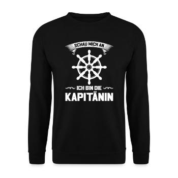 Kapitänin Boot Bootsfahrerin Geschenk - Unisex Pullover - Schwarz - Vorne - Alina (178cm) & Michal (187cm)