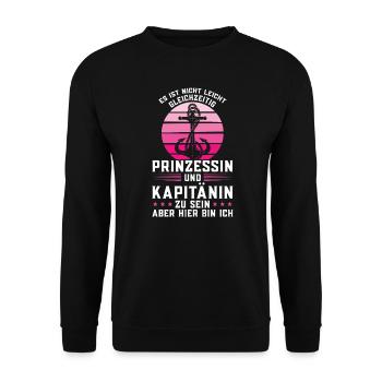 Kapitänin Boot Bootsfahrerin Geschenk - Unisex Pullover - Schwarz - Vorne - Alina (178cm) & Michal (187cm)
