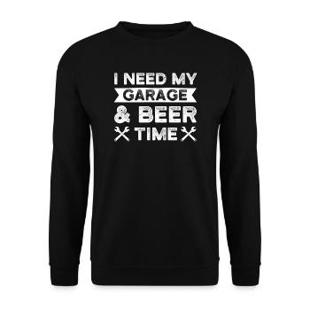 Garage Bier Autoliebhaber Geschenk - Unisex Pullover - Schwarz - Vorne - Alina (178cm) & Michal (187cm)