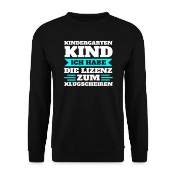 Kindergarten Kita Kindergartenkind Geschenk - Unisex Pullover - Schwarz - Vorne - Alina (178cm) & Michal (187cm)