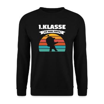 1.Klasse Dabbing Schulanfänger Geschenk - Unisex Pullover - Schwarz - Vorne - Alina (178cm) & Michal (187cm)