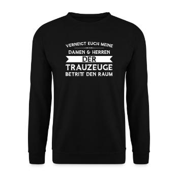 Trauzeuge Hochzeit Trauzeugen Geschenk - Unisex Pullover - Schwarz - Vorne - Alina (178cm) & Michal (187cm)