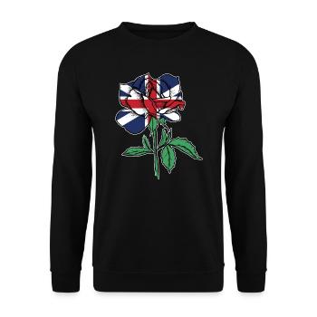 Flagge Rose Britische Flagge Wurzeln Geschenk - Unisex Pullover - Schwarz - Vorne - Alina (178cm) & Michal (187cm)