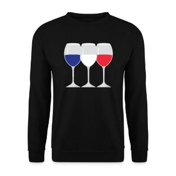 Flag Wine Glass French Roots Gift - Unisex Sweatshirt - black - Front - Alina (178cm) & Michal (187cm)