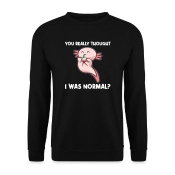 Axolotel Axolotl-Liebhaber Axolotls Geschenk - Unisex Pullover - Schwarz - Vorne - Alina (178cm) & Michal (187cm)