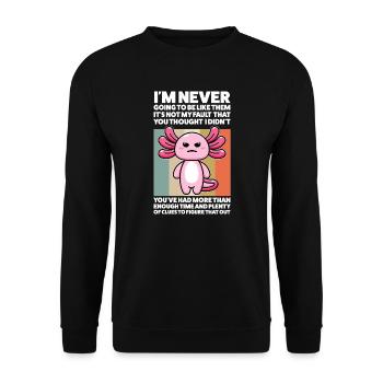 Axolotel Axolotl Lover Axolotls Cadeau - Sweat-shirt Unisexe - noir - Devant - Alina (178cm) & Michal (187cm)