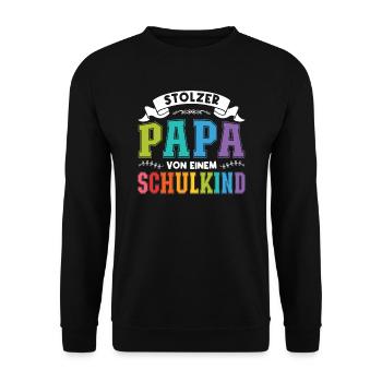 Papa Schulkind Schulanfänger Geschenk - Unisex Pullover - Schwarz - Vorne - Alina (178cm) & Michal (187cm)