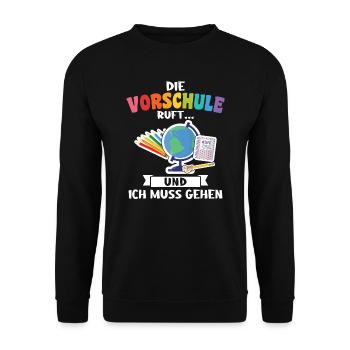 Vorschule Anfang Vorschulkind Geschenk - Unisex Pullover - Schwarz - Vorne - Alina (178cm) & Michal (187cm)