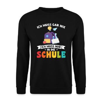 Schulkind Schulanfang Schulanfänger Geschenk - Unisex Pullover - Schwarz - Vorne - Alina (178cm) & Michal (187cm)