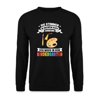 Kindergarten Anfang Kindergartenanfänger Geschenk - Unisex Pullover - Schwarz - Vorne - Alina (178cm) & Michal (187cm)