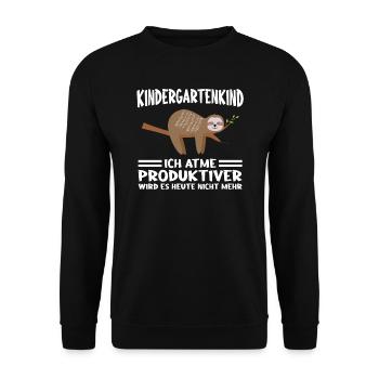 Kindergarten Faultier Kita-Start Geschenk - Unisex Pullover - Schwarz - Vorne - Alina (178cm) & Michal (187cm)