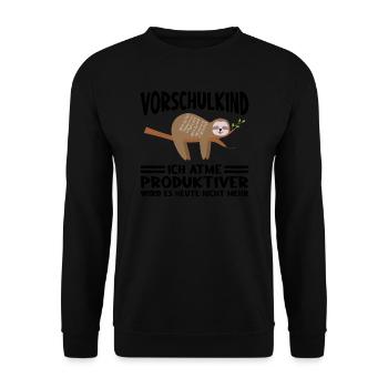Vorschule Faultier Schulbeginn Geschenk - Unisex Pullover - Schwarz - Vorne - Alina (178cm) & Michal (187cm)