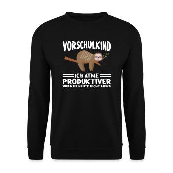 Vorschule Faultier Vorschulkind Geschenk - Unisex Pullover - Schwarz - Vorne - Alina (178cm) & Michal (187cm)
