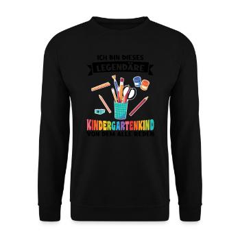 Kindergarten Anfang Kindergartenanfänger Geschenk - Unisex Pullover - Schwarz - Vorne - Alina (178cm) & Michal (187cm)