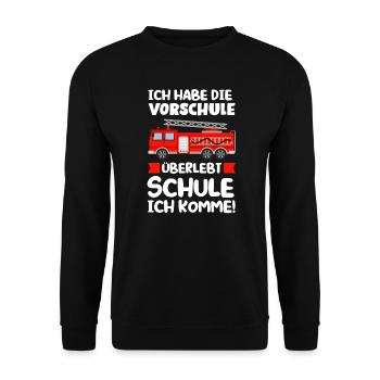 Vorschule Feuerwehr Vorschulkind Geschenk - Unisex Pullover - Schwarz - Vorne - Alina (178cm) & Michal (187cm)