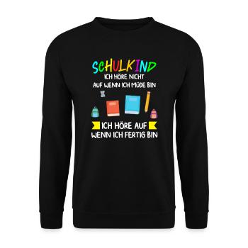 Schulkind Schulanfang Schulanfänger Geschenk - Unisex Pullover - Schwarz - Vorne - Alina (178cm) & Michal (187cm)