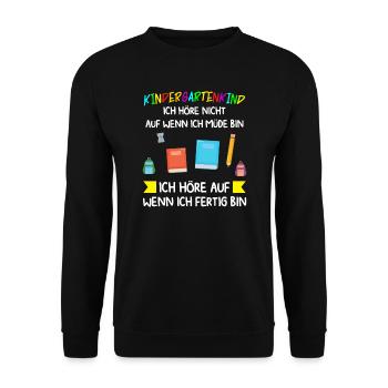 Kindergarten Anfang Kindergartenanfänger Geschenk - Unisex Pullover - Schwarz - Vorne - Alina (178cm) & Michal (187cm)