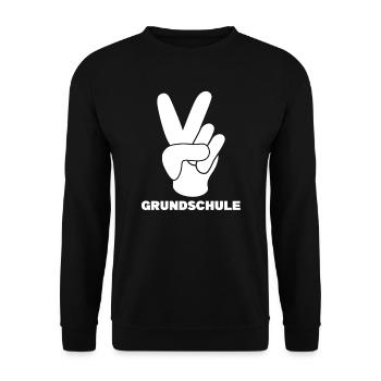 Grundschule V-Handzeichen Grundschüler Geschenk - Unisex Pullover - Schwarz - Vorne - Alina (178cm) & Michal (187cm)