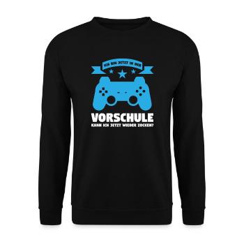 Vorschule Gaming Vorschulkind Geschenk - Unisex Pullover - Schwarz - Vorne - Alina (178cm) & Michal (187cm)