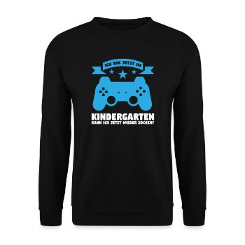 Kindergarten Gaming Kindergartenkind Geschenk - Unisex Pullover - Schwarz - Vorne - Alina (178cm) & Michal (187cm)