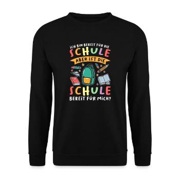 Schulkind Schulanfang Schulanfänger Geschenk - Unisex Pullover - Schwarz - Vorne - Alina (178cm) & Michal (187cm)