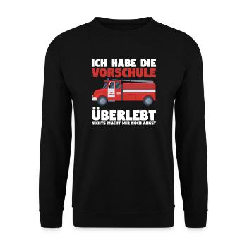 Vorschule Feuerwehr Vorschule Abschluss Geschenk - Unisex Pullover - Schwarz - Vorne - Alina (178cm) & Michal (187cm)