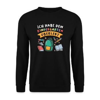 Kindergarten Abschluss Kita-Abgänger Geschenk - Unisex Pullover - Schwarz - Vorne - Alina (178cm) & Michal (187cm)