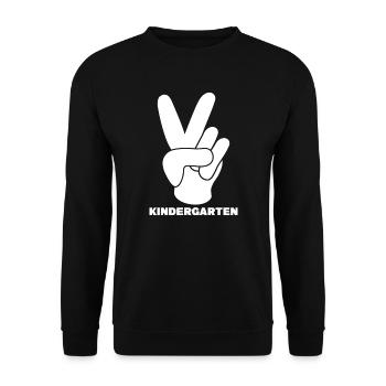 Kindergarten V-Handzeichen Kindergartenanfänger Ge - Unisex Pullover - Schwarz - Vorne - Alina (178cm) & Michal (187cm)