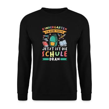Kindergarten Abschluss Kindergartenkind Geschenk - Unisex Pullover - Schwarz - Vorne - Alina (178cm) & Michal (187cm)