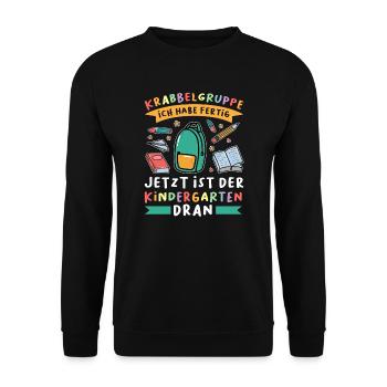Kindergarten Anfang Kindergartenkind Geschenk - Unisex Pullover - Schwarz - Vorne - Alina (178cm) & Michal (187cm)