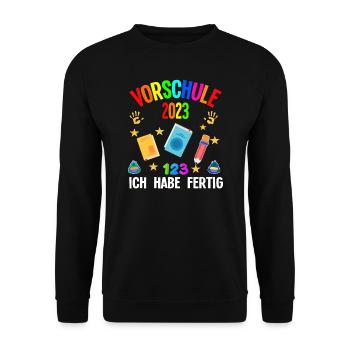 Vorschule 2023 Abschluss Vorschüler Geschenk - Unisex Pullover - Schwarz - Vorne - Alina (178cm) & Michal (187cm)