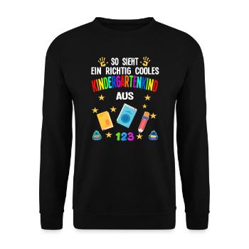 Kindergarten Anfang Kindergartenanfänger Geschenk - Unisex Pullover - Schwarz - Vorne - Alina (178cm) & Michal (187cm)