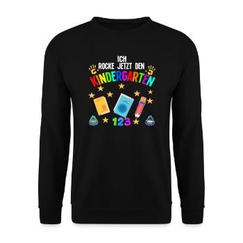 Kindergarten Anfang Kindergartenkind Geschenk - Unisex Pullover - Schwarz - Vorne - Alina (178cm) & Michal (187cm)
