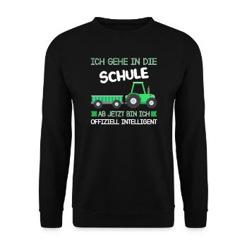 Schulkind Traktor Schulanfänger Geschenk - Unisex Pullover - Schwarz - Vorne - Alina (178cm) & Michal (187cm)