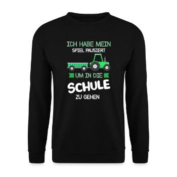 Schulkind Traktor Schulanfänger Geschenk - Unisex Pullover - Schwarz - Vorne - Alina (178cm) & Michal (187cm)