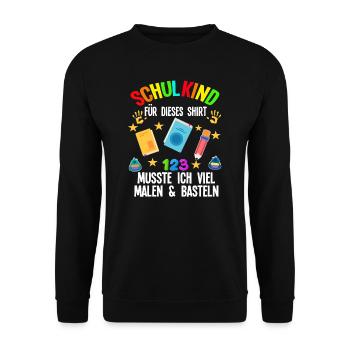 Schulkind Einschulung Schulbeginn Geschenk - Unisex Pullover - Schwarz - Vorne - Alina (178cm) & Michal (187cm)