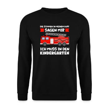 Kindergarten Feuerwehr Kita-Kind Geschenk - Unisex Pullover - Schwarz - Vorne - Alina (178cm) & Michal (187cm)