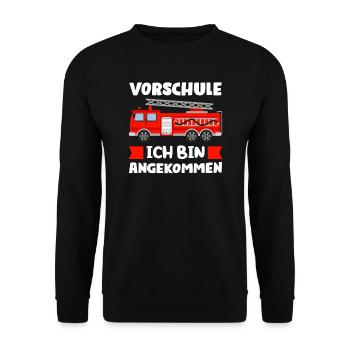 Vorschule Feuerwehr Vorschüler Geschenk - Unisex Pullover - Schwarz - Vorne - Alina (178cm) & Michal (187cm)