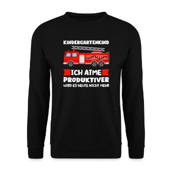 Kindergarten Feuerwehr Kita-Kind Geschenk - Unisex Pullover - Schwarz - Vorne - Alina (178cm) & Michal (187cm)