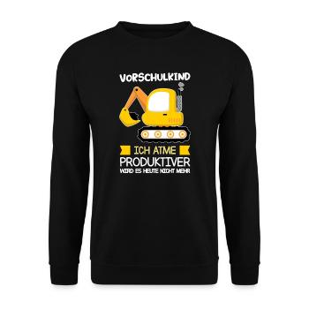 Vorschule Bagger Vorschulkinder Geschenk - Unisex Pullover - Schwarz - Vorne - Alina (178cm) & Michal (187cm)
