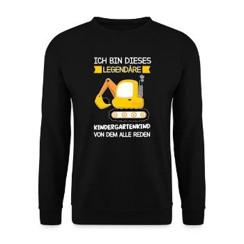 Kindergarten Bagger Kita-Kind Geschenk - Unisex Pullover - Schwarz - Vorne - Alina (178cm) & Michal (187cm)