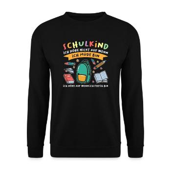 Schulkind Schulanfang Schulanfänger Geschenk - Unisex Pullover - Schwarz - Vorne - Alina (178cm) & Michal (187cm)