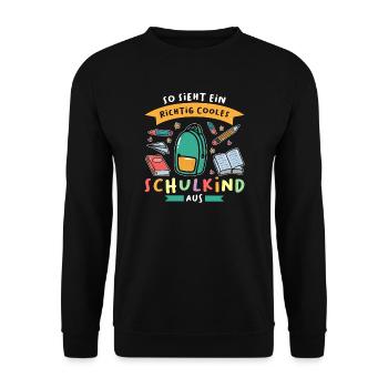 Schulkind Anfang Schulanfänger Geschenk - Unisex Pullover - Schwarz - Vorne - Alina (178cm) & Michal (187cm)
