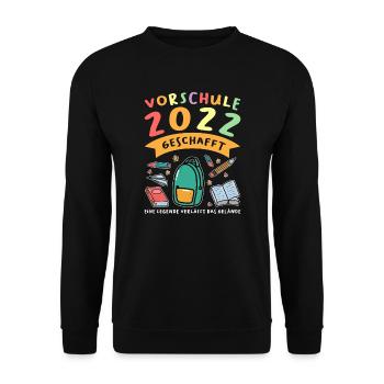 Vorschule 2022 Anfang Vorschüler Geschenk - Unisex Pullover - Schwarz - Vorne - Alina (178cm) & Michal (187cm)