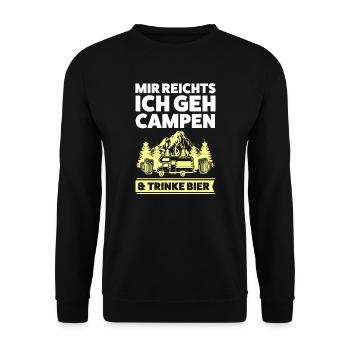 Campen Bier Camper Geschenk - Unisex Pullover - Schwarz - Vorne - Alina (178cm) & Michal (187cm)