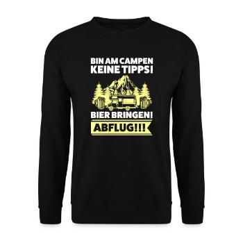 Campen Bier Camper Geschenk - Unisex Pullover - Schwarz - Vorne - Alina (178cm) & Michal (187cm)