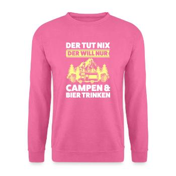 Campen Bier Camping-Liebhaber Geschenk - Unisex Pullover - Pink - Vorne