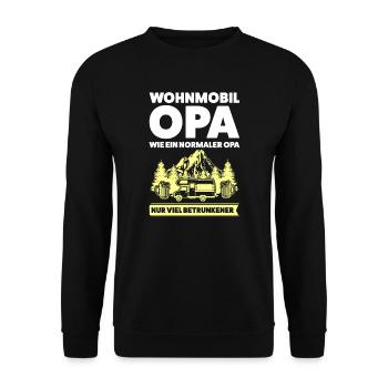 Camper Opa Wohnmobil Geschenk - Unisex Pullover - Schwarz - Vorne - Alina (178cm) & Michal (187cm)