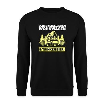 Campen Bier Camper Geschenk - Unisex Pullover - Schwarz - Vorne - Alina (178cm) & Michal (187cm)