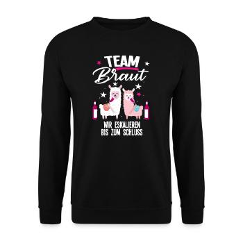 Team Braut Schaf Bräutigam Geschenk - Unisex Pullover - Schwarz - Vorne - Alina (178cm) & Michal (187cm)